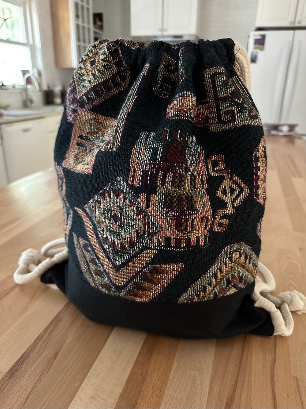 NWOT Fabric Drawstring Backpack - Picture 3 of 6